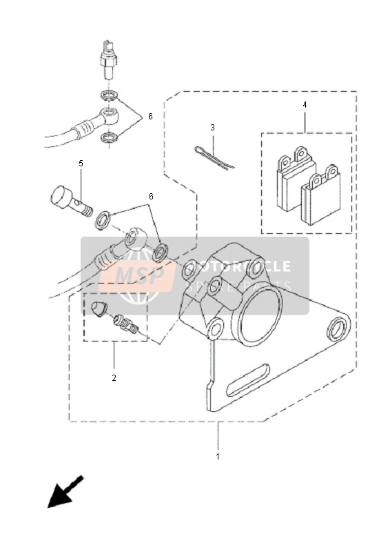 Yamaha DT50R-SM 2006 Pinza de freno trasero para un 2006 Yamaha DT50R-SM